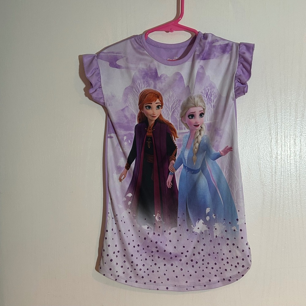 Disney Frozen II Anna Elsa Purple Ruffle Sleeve Nightgown Toddler Girl 4T